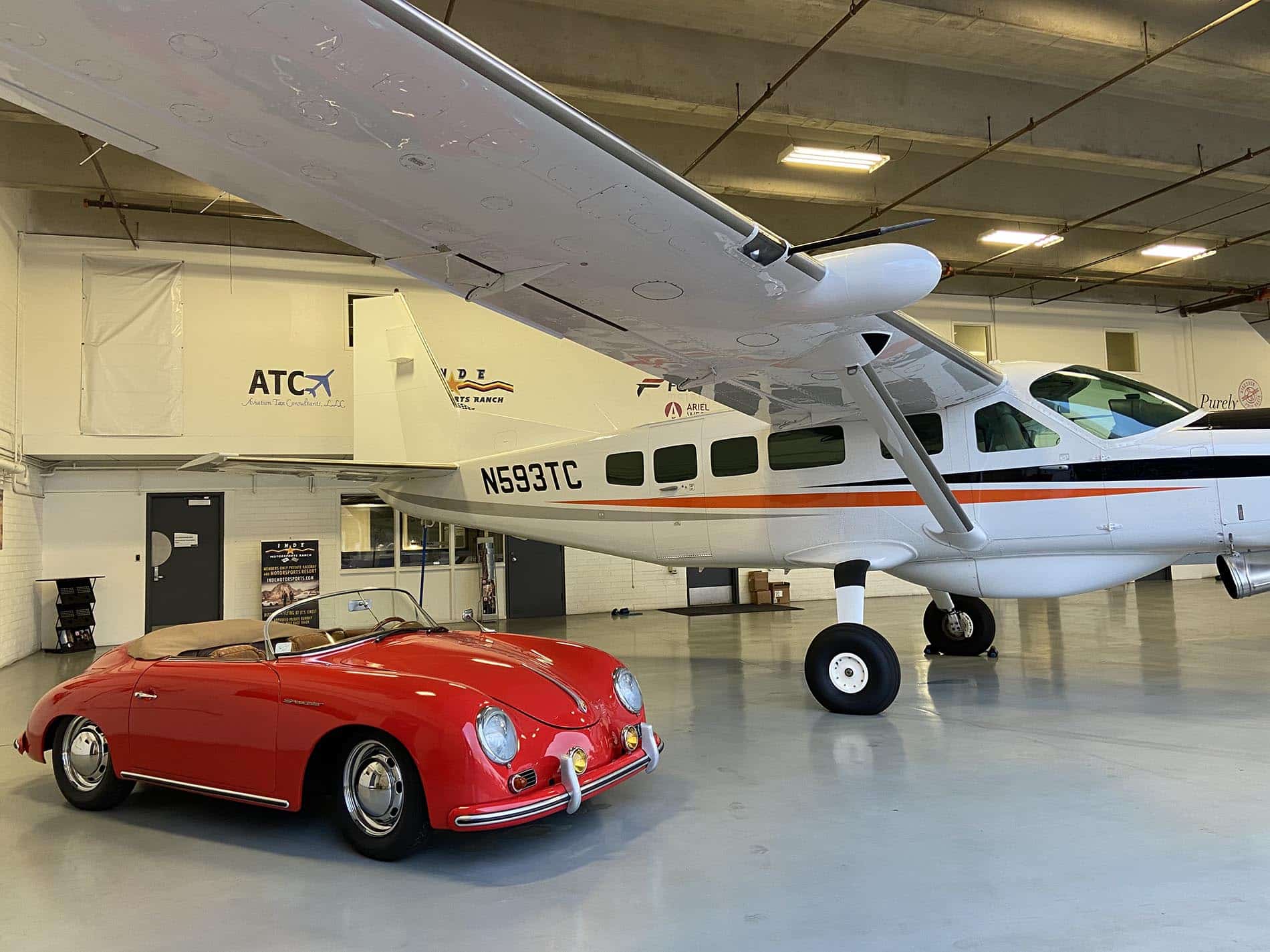 Airplace in Hangar with Convertible