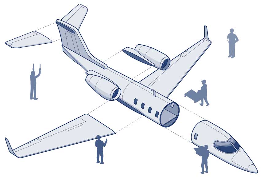 Airplane and Crew Illustration